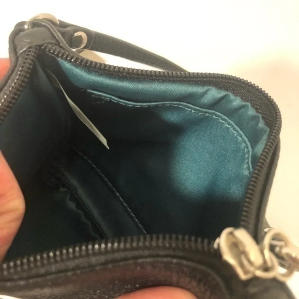 Coach black leather wristlet bag